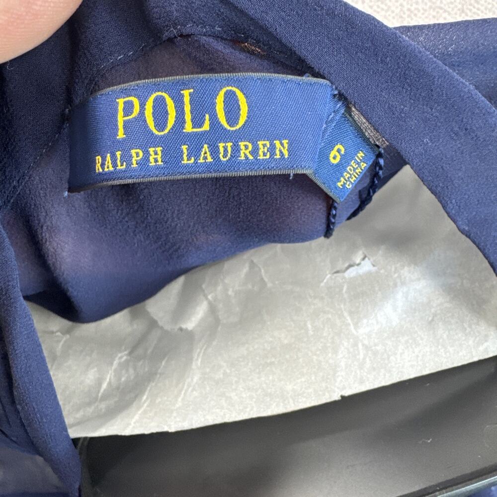 Polo Ralph Lauren Silk Dress Womens 6 Navy Dress With Overlay NWT MSRP$598 - Picture 11 of 16